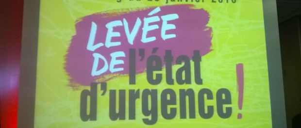 affiche_levée_etat_durgence Affiche du meeting du 23/01/2016