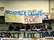 l'Amphi Archimède de l'université de Lille 3 est occupé par les étudiants mobilisés