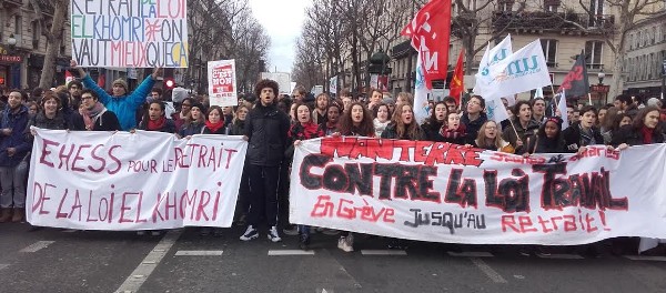 Cortège de l'EHESS contre la loi Travail le 9 mars 2016