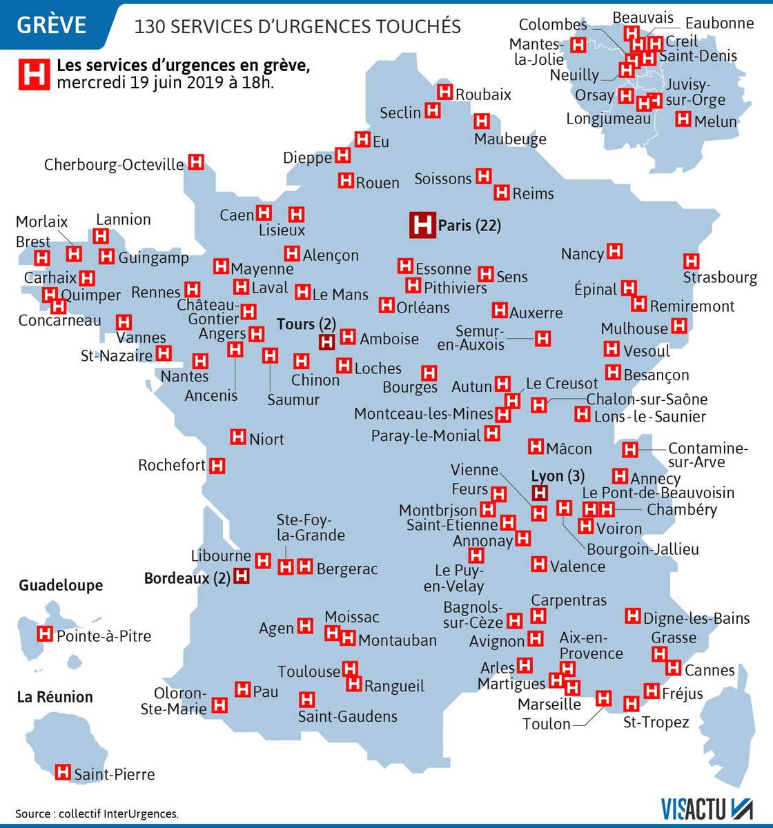 carte de france grève 19 juin